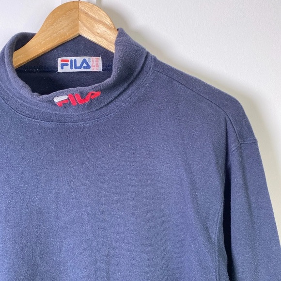 014 Original Fila Roll Neck Top Long Sleeve Blue Large - Picture 2 of 10